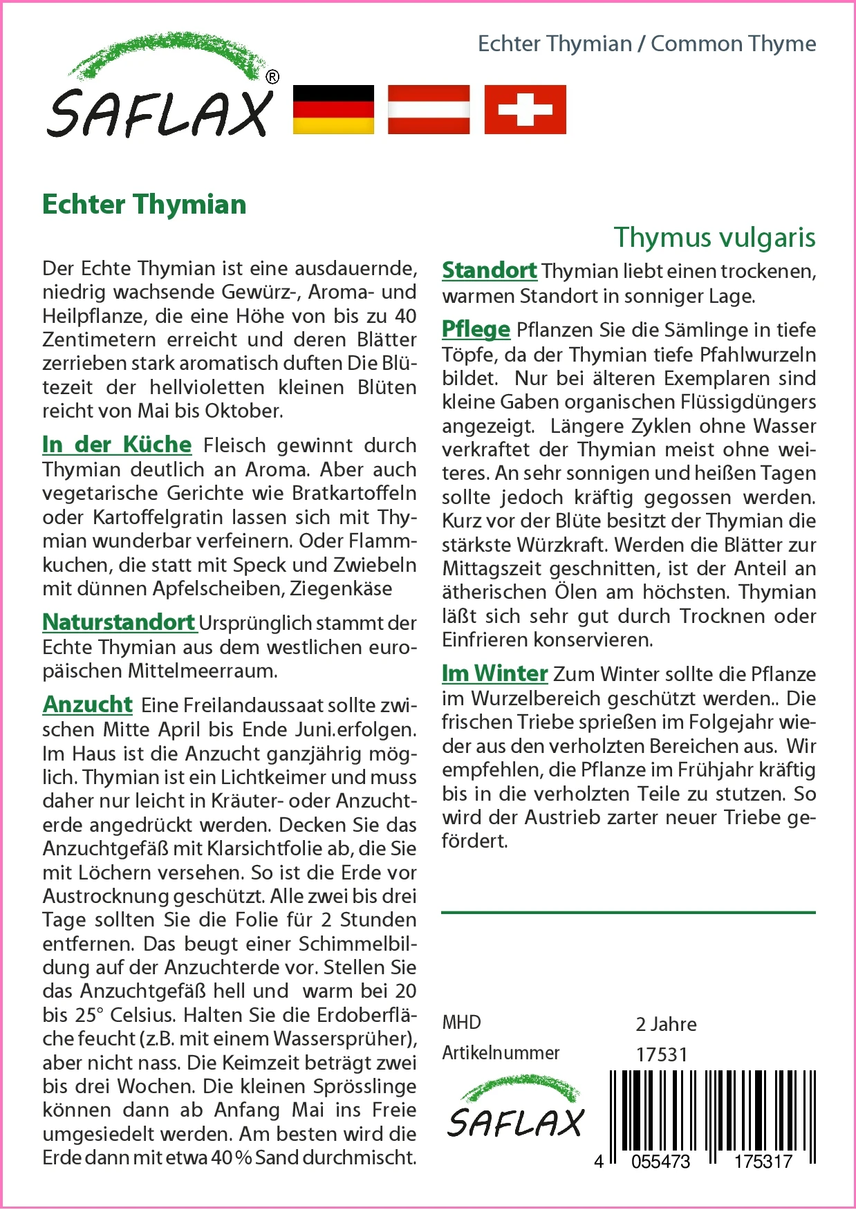 Echter Thymian | Thymiansamen Von Saflax 3 Echter Thymian | Thymiansamen Von Saflax
