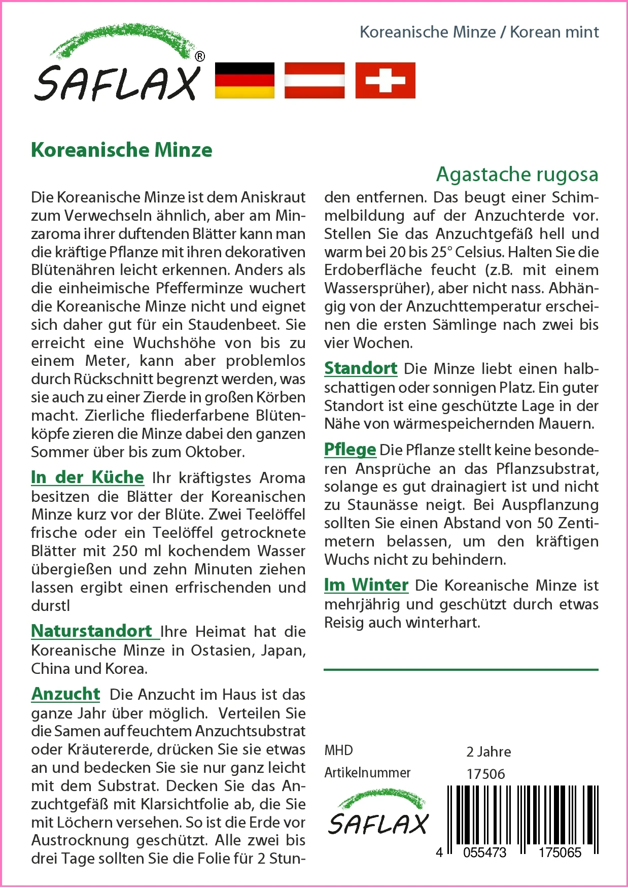 Koreanische Minze | Minzesamen Von Saflax 4 Koreanische Minze | Minzesamen Von Saflax – Bild 2