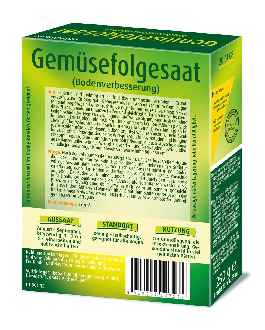 Gemüsefolgesaat (250 G) | Bodenverbesserung Von Quedlinburger 4 Gemüsefolgesaat (250 G) | Bodenverbesserung Von Quedlinburger – Bild 2